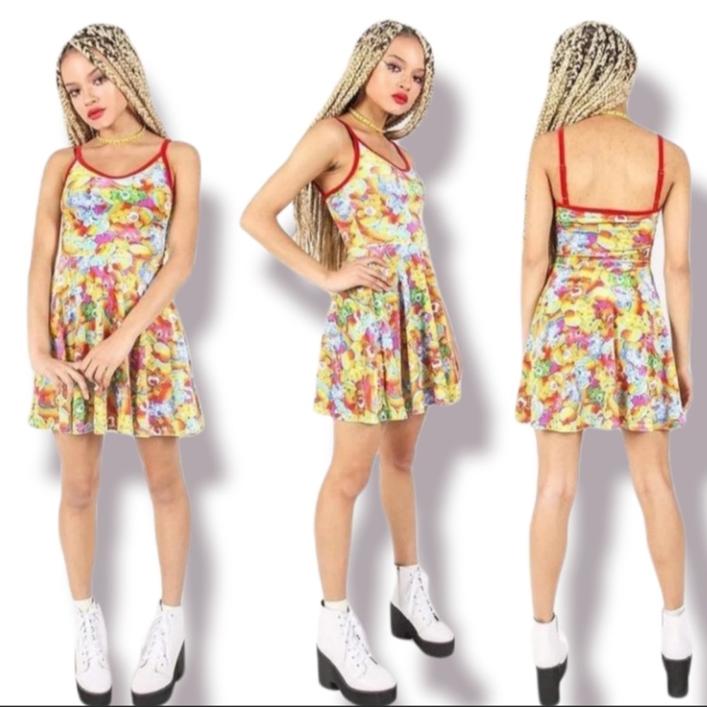 🎀✨🎀 Iron Fist & CARE-BEARS collab Flirty Velvet fit & flare Twirl Dress NWT - Picture 4 of 12